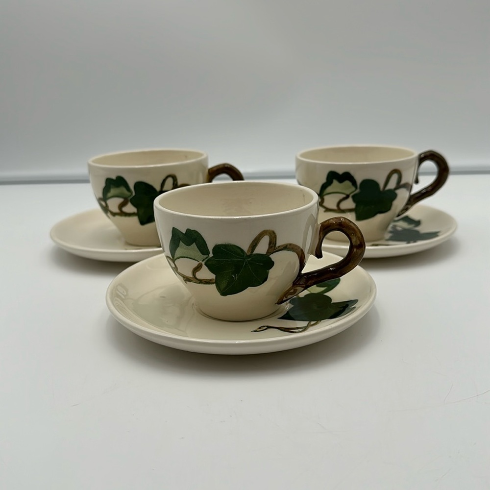 POPPYTRAIL BY METLOX CALIFORNIA IVY CUPS & SAUCERS SET OF THREE